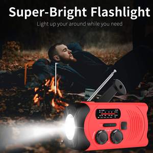 Factory Custom Hand Crank Solar Radio ABS Waterproof <b>LED</b> Flashlight 1000mAh Power Bank Portable Radio for Outdoor - Product Image 6