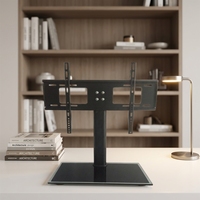 Support de télévision de table réglable en hauteur, support universel pour téléviseur de bureau avec base en verre trempé pour téléviseurs de 32 à 65 pouces