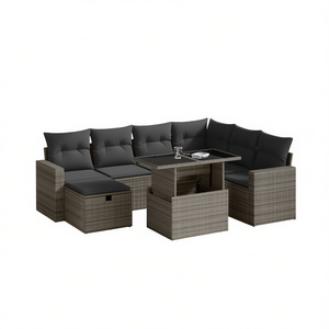 Ensemble de canapés de patio en rotin PE avec structure en acier, 6 places, mobilier de jardin extérieur, design contemporain - Product Image 1