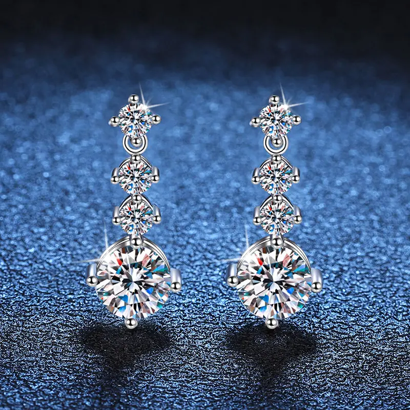 2023 Trending Jewelry 925 Sterling Silver Vvs Moissanite Diamond Stone Long Tassels Earrings