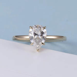 Cincin Kawin Moissanite Potongan Hati 1ct untuk Wanita, Emas Padat 14K, Solitaire Janji, Lolos Tes Berlian, Modis - Product Image 3
