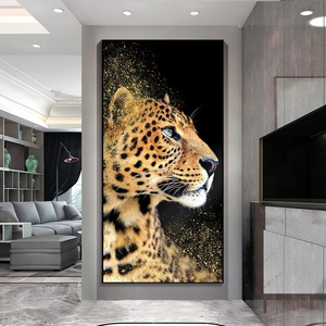 Pittura a olio di arte della parete di arte del <span class=keywords><strong>leopardo</strong></span> animale moderno quadri nordici dipinti della decorazione della parete della casa - Product Image 1
