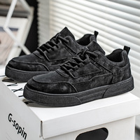 Chaussures en cuir véritable respirantes à enfiler pour garçons et hommes. Baskets de sport décontractées de style coréen pour le printemps, l'été, l'automne et l'hiver.