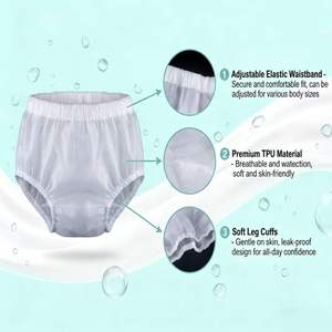 Couche lavable réutilisable pour adulte avec couche imperméable en TPU, anti-fuite et taille élastique - Product Image 4