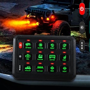 แผงสวิตช์กันน้ำ 12 ช่อง สำหรับเรือ รถ SUV ATV UTV รถบรรทุก 4x4 <span class=keywords><strong>12V</strong></span> 24V สำหรับงานออฟโรด พร้อมกล่องควบคุม<span class=keywords><strong>วงจร</strong></span><span class=keywords><strong>ไฟ</strong></span> <span class=keywords><strong>LED</strong></span> - Product Image 1