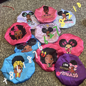 Bonnets de nuit en satin double couche personnalisés avec des personnages de dessins animés populaires pour les enfants, usage quotidien, unisexe - Product Image 2