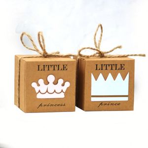 Boîte-cadeau en papier Kraft 50 pièces, <span class=keywords><strong>dragées</strong></span> pour <span class=keywords><strong>mariage</strong></span>, décoration pour Baby Shower garçon et fille, fournitures pour fête de révélation du genre, anniversaire - Product Image 1