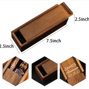 Portable Wooden Cigar <b>Box</b> Rectangular 6.35cm Engraved Solid Wood Packaging For <b>Groomsmen</b> Gift - Product Image 4