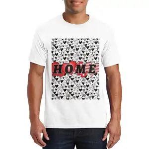 2024 Popular Red Heart Home Letter Print Couple Short Sleeve T-shirt Men's Own Words Printing T-shirt Gifts for Valentine's Day