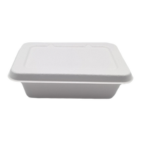 Échantillon gratuit Boîte d'emballage de pâte de bagasse Boîte à lunch à emporter de restauration rapide blanche de couleur naturelle Conteneur de nourriture Boîte à dessert