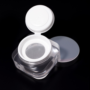 Boîte carrée à couvercle rond argenté Boîte vide à poudre libre Compartiment portable Conteneur de poudre de maquillage Emballage de cosmétiques Hexi - Product Image 4
