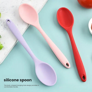 Cucchiaio in Silicone Colorato Antiaderente Monopezzo, Resistente al Calore, Utensile da Cucina per Mescolare Alimenti, Cucchiaio da Tavola, Piccolo Cucchiaio in Silicone - Product Image 1