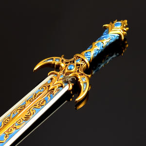 Espada de alma imperial azul dorada de 22cm, todo el Metal se puede personalizar, espada de juguete, llavero de espada sin cortar de seguridad, colección de artesanía de Metal - Product Image 6