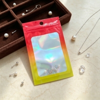Sachet Mylar personnalisé effet arc-en-ciel, pochette à fermeture éclair autoportante, emballage transparent à face frontale pour maquillage et jouets