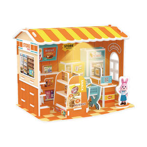 Jouets de montage de puzzles DIY, mini maison miniature, magasin de proximité, ensemble de puzzles 3D avec lumières LED - Product Image 3