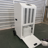 Déshumidificateur commercial portable 138L/D avec grandes roues, poignée de poussée et double drainage pour sous-sol, usine, atelier