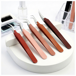 Stainless Steel 45 Degree Fiber Tip <b>Lash</b> Tweezer Volume Fan & Classic <b>Lash</b> Tweezer Set <b>Lash</b> Technician Tools <b>Kit</b> Eyelash Tweezer - Product Image 1