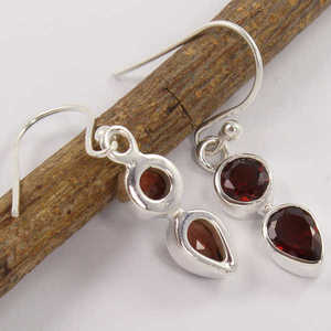 925 Sterling <b>Silver</b> <b>Stud</b> Earrings Natural Garnet Gemstone Women's Trendy Wedding Jewelry Custom Gold Vermeil - Product Image 2