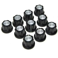 Grosir hitam 6mm lubang poros plastik berulir Knurled potensiometer putar kenop gitar