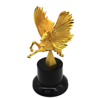 Trophée 3D personnalisé en alliage de zinc, plaqué or, avec base en résine noire et statue d'aigle, fabriqué en Chine, pour récompenses de golf, avec logo personnalisé