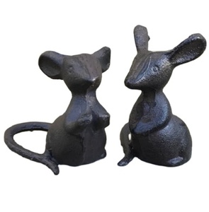 Juego de 2 ratones pesados de hierro fundido sólido, decoraciones de adorno de jardín interior, un ratón que habla y escucha, regalo decorativo - Product Image 2