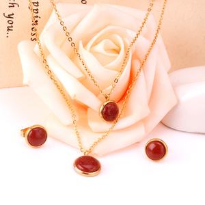 Ensemble de bijoux tendance en acier inoxydable, boucles d'oreilles et collier, émail coloré, pour femmes, cadeaux de fête - Product Image 4