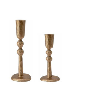 Geometric Metal <b>Candle</b> <b>Holders</b> Black and Gold Finish Circle Shape Decorative Stands Set of 2 - Product Image 2