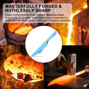 Factory Diamond Pattern Embossing Sharpness Blade Kitchen Knife Set Meat Cutting Household Knives With Detachable Acrylic <b>Stand</b> - Product Image 3