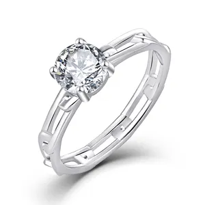 Xlove-anillo solitario de Plata de Ley 925, cadena de eslabones, venta al por mayor Anillo de amor de promesa, joyería 925