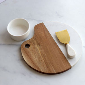 Plateau à fromage en bois et marbre, <span class=keywords><strong>planche</strong></span> à découper en bois d'acacia, plateau de service en marbre - Product Image 5