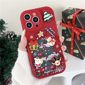 Design alla moda prezzo di fabbrica 3D natale pupazzo di neve Anti caduta morbida custodia del telefono in Silicone come regalo di natale - Product Image 6