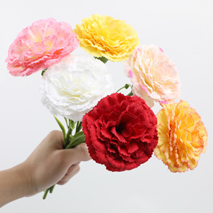 Ramo de 5 Flores Artificiales de Clavel Blanco de Seda de Alta Calidad de 23 cm para el Dí<span class=keywords><strong>a</strong></span> de la Madre, Acción de Gracias y Graduación - Product Image 2