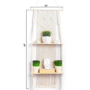 Dropshipping Handmade <b>Wall</b> Hanging <b>Shelf</b> Double Tier Wood <b>Floating</b> Tassel Tapestry for Wedding Party Decorations - Product Image 2
