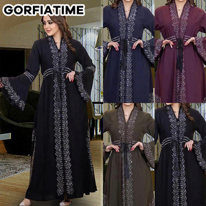 GORFIATIME Jupes musulmanes arabes ethniques grande taille avec fermeture éclair et diamants Abaya pour femmes avec ceinture Robe <span class=keywords><strong>marocaine</strong></span> bangladaise Robe <span class=keywords><strong>marocaine</strong></span> - Product Image 6