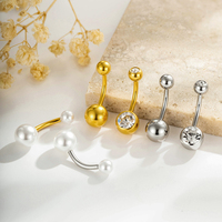 Bijou de piercing de nombril Maina Simple avec perle et zircon, en acier inoxydable étanche, à filetage externe