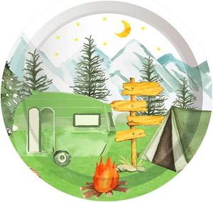 Vajilla Redonda Moderna de 7 Pulgadas para Fiestas de Cumpleaños y Picnics, Decoraciones de Mesa para Fiestas con Temática de Campamento, Venta al por Mayor - Product Image 5