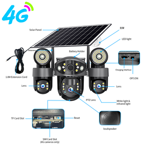 Беспроводная уличная камера видеонаблюдения V380 Pro 4G с SIM-картой, 3 объективами, 6 МП, на солнечной батарее, полноцветная, для домашней безопасности - Product Image 6