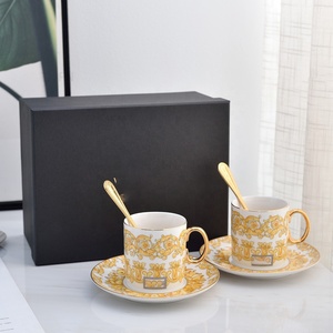Nouveau produit 2 tasses en céramique Ensemble de café Motif banane nordique Tasses et soucoupes en porcelaine pour café et thé - Product Image 3