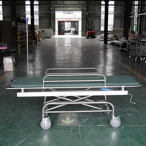 Stainless Steel Emergency <b>Trolley</b> 1900*600*780mm With <b>Foldable</b> Guardrails For Medical Transport - Product Image 2