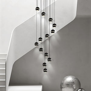 Lustre moderne en cuivre noir, <span class=keywords><strong>boule</strong></span> ronde, <span class=keywords><strong>suspension</strong></span> pour salon, LED pour lampe suspendue haute, salle à manger - Product Image 4