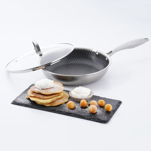 Triply Stainless Steel Frying <b>Pan</b> Saute <b>Pan</b> Non-Stick Coating Gas <b>Induction</b> Cooking 3 Layers Stainless Steel Fry <b>Pan</b> - Product Image 4