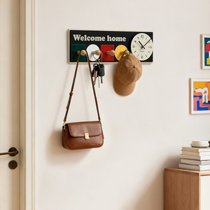 Wall <b>Clock</b> Rectangular Silent Quartz <b>Battery</b> Powered Single Face Welcome Home Hook <b>Clock</b> for Living Room and Home Decor - Product Image 4