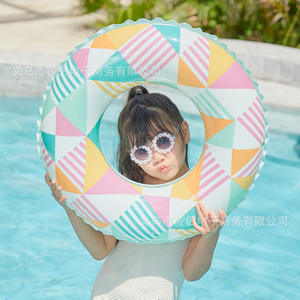 Bouée de natation Xiaolu à carreaux colorés, extra large et épaisse, gonflable sous les aisselles pour adultes, pour piscine et parc aquatique - Product Image 2