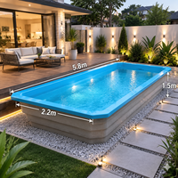 Piscina Contenedor de Gran Tamaño 4.5*2.2*1.36m con Estructura de Acero Sobre el Suelo para Espacios Exteriores Ampliados