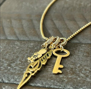 Inspire Jewelry Edelstahl Vergoldete Palästina-Karte <span class=keywords><strong>Handala</strong></span> und Schlüssel des Rückgangs Halskette mit Einzigartigen Designelementen - Product Image 2