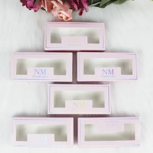 b02 wholesale custom logo empty pink paper eyelash boxes packaging with transparent tray