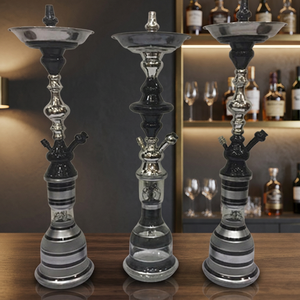 Chicha Farida Tendance Luxe en Acier Inoxydable Mini Kit Chicha Portable Noir Laiton Silicone Verre Miroir Boîte de Refroidissement Tuyau - Product Image 3