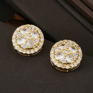 Boucles d'oreilles en acier inoxydable personnalisées, creuses, avec diamants, sans perçage, bijoux de mode légers et luxueux - Product Image 2