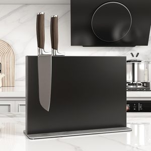 Double-sided Black Wood & <b>Acrylic</b> Eco-Friendly Magnetic Knife Holder Magnetic Knife <b>Block</b> Stand Kitchen Organizer - Product Image 1