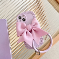 BAILI usine chaud INS doux femme arc 3D stéréoscopique Silicone anneau vague bracelet coque de téléphone pour Iphone 14 15 Plus accessoires